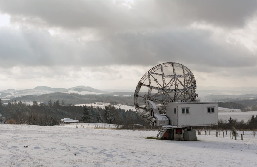 Large parabolic antenna - solar flux monitor at Ondřejov observatory