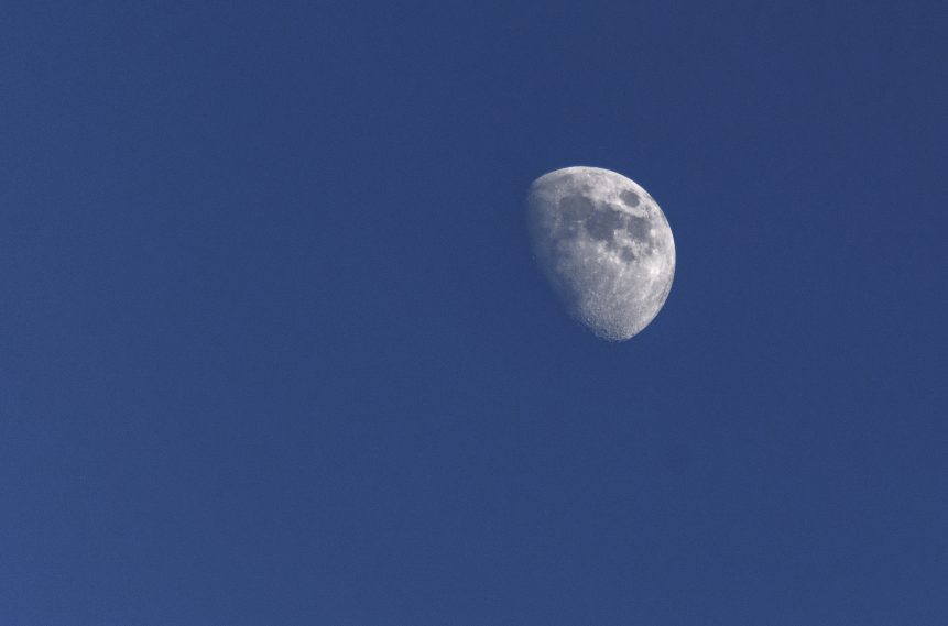 Moon on the blue sky