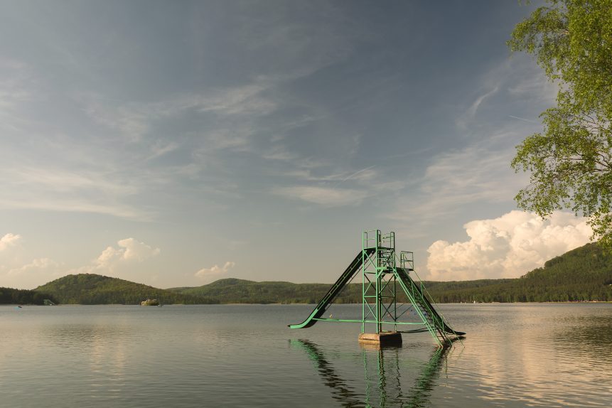 Lake Machovo Jezero With Slide