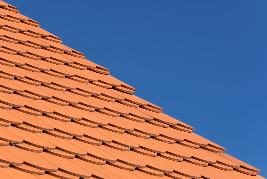 Orange roof and blue sky