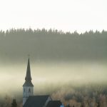 Church in fog Church in fog