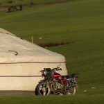 Mongolian yurt and motorcycle