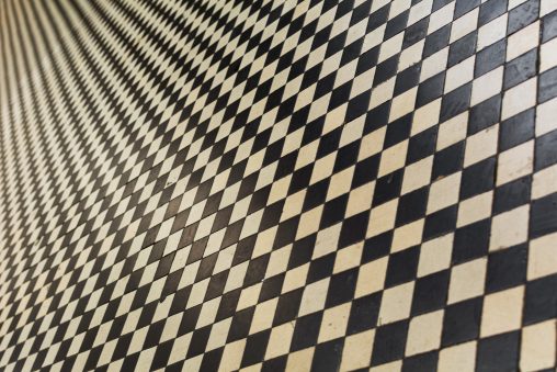 Black and White Geometric Floor Mosaic