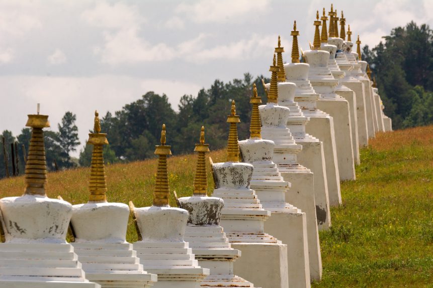 Row of Buddhist Stupas
