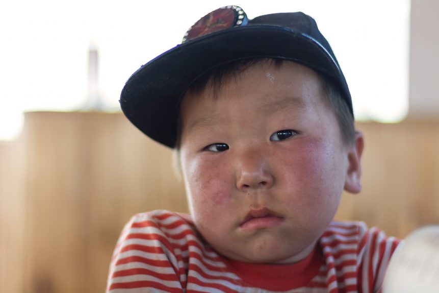 Portrait of a Mongolian boy