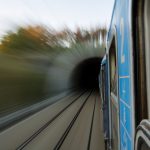 The train enters the tunnel at high speed The train enters the tunnel at high speed