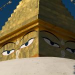 Golden stupa with Buddha's eyes Golden stupa with Buddha eyes