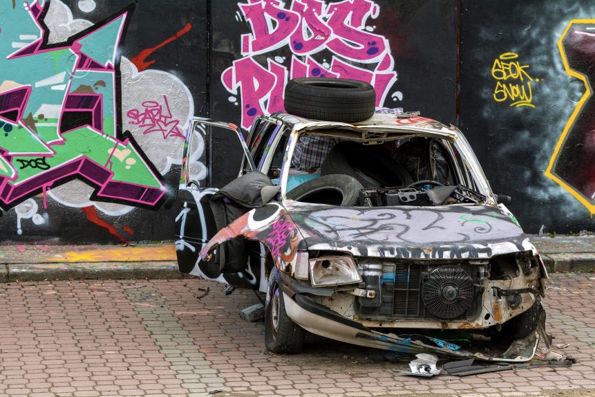 Grunge graffiti car