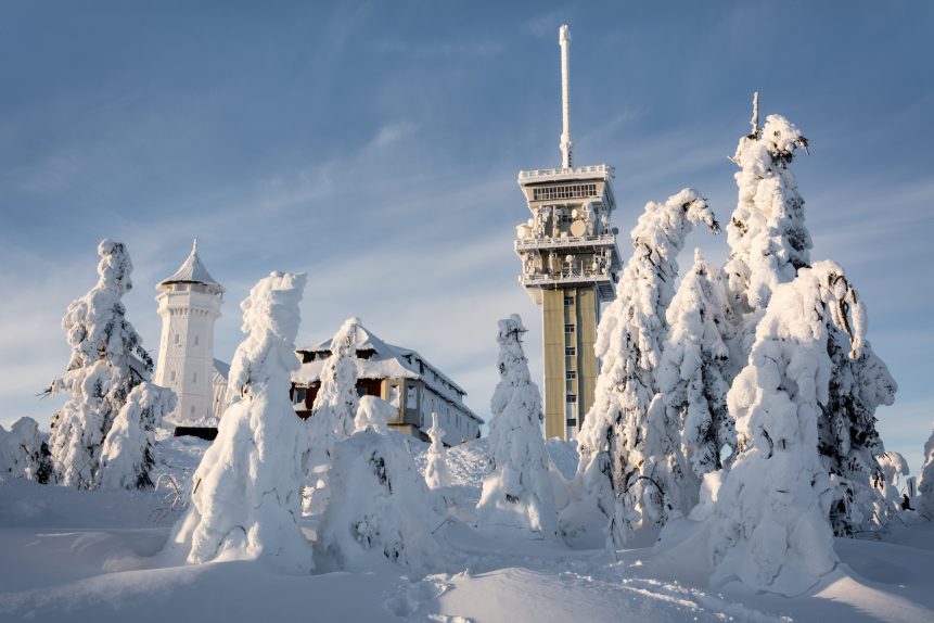 Frozen Houses on Klínovec Mountain