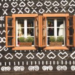 Painted Timbered House with Two Windows Painted timbered house with two windows
