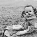 Vintage Doll in Black and White Vintage doll in black and white