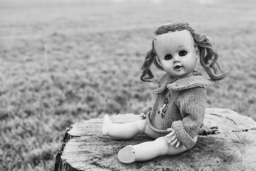 Vintage Doll in Black and White