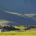 Mongolian landscape with yurt Mongolian landscape with yurt