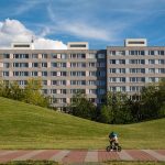 Park and apartment buildings