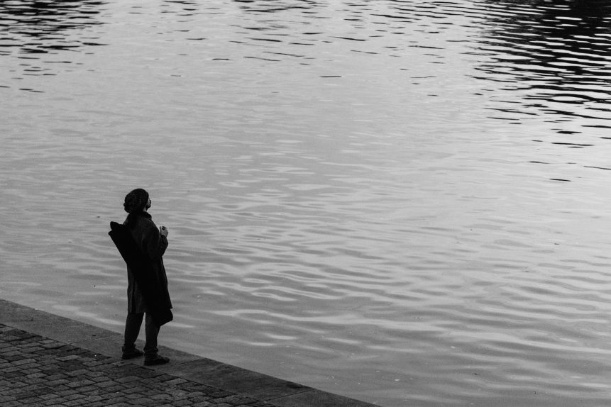 Sad man by the river - Free stock photo